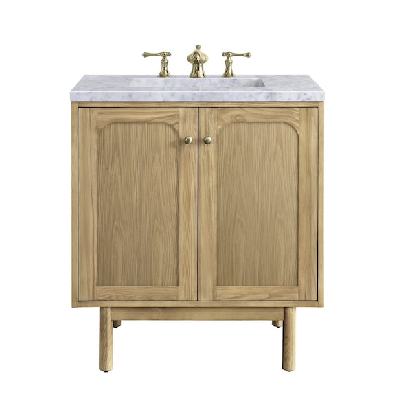 James Martin Vanities Laurent 30in Single Vanity, Light Natural Oak w/ 3 CM Carrara Marble Top 545-V30-LNO-3CAR - main